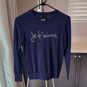 Banana Republic Navy Sweater with Je t'aime Detail